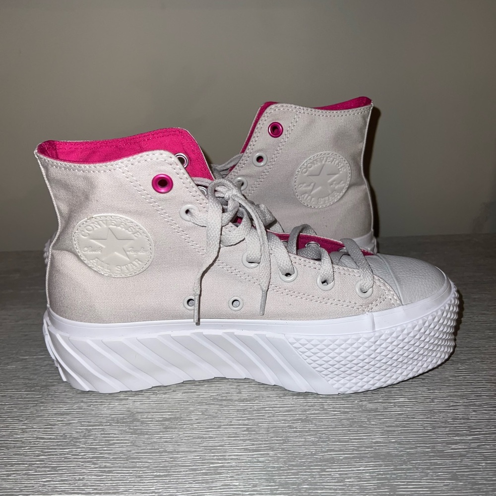 Beige and Pink Converse